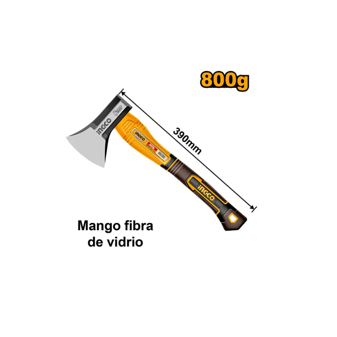 Hacha De Mano Mango Fibra De Vidrio 800grs Ingco 1