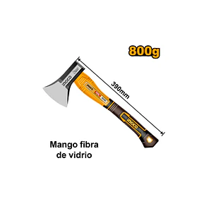 Hacha De Mano Mango Fibra De Vidrio 800grs Ingco