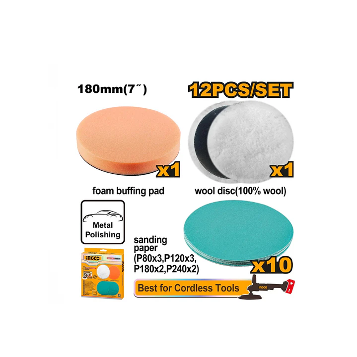 Set Pad De Pulido Y Disco De Lija 7