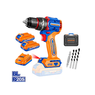 Taladro Percutor Inalámbrico 20V 62Nm Brushless + 2 Baterías 2Ah y Maletín Wadfow