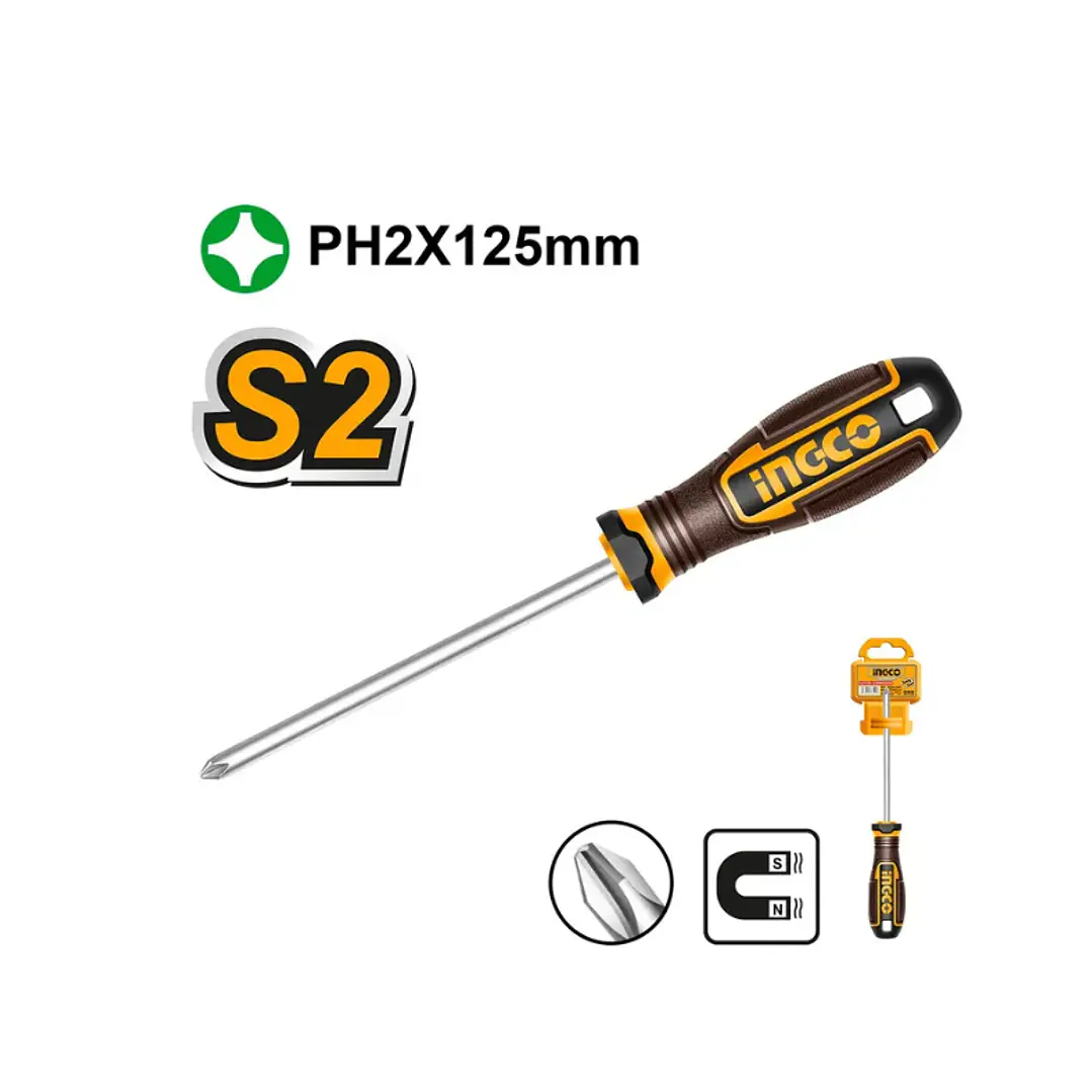 Destornillador Industrial Punta Cruz PH2X125MM Ingco 1