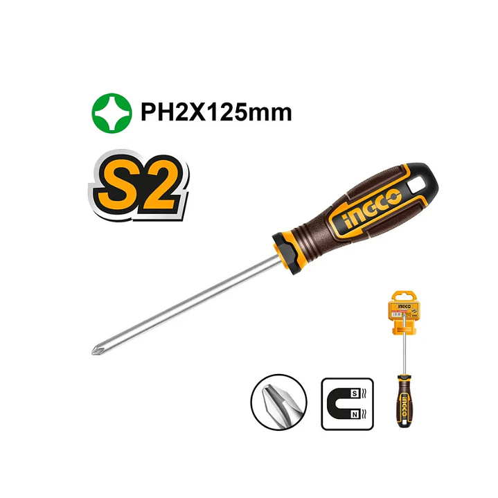 Destornillador Industrial Punta Cruz PH2X125MM Ingco 1