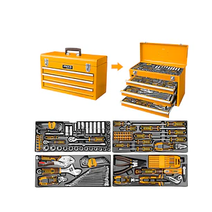 Set de Herramientas Industrial con Caja Metalica 136 Piezas INGCO 