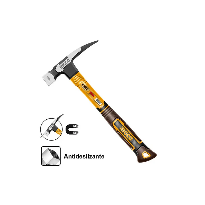 Martillo De Techo Magnetico Mango Fv 600gr Ingco 1