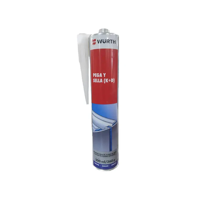 Sellador de Poliuretano Adhesivo Flexible Pega y Sella K+D Gris 300ml Wurth  1