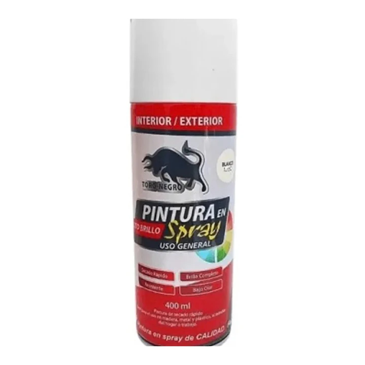  Pintura Aerosol Spray 400Ml Blanco Brillante Uso General Toro Negro 1