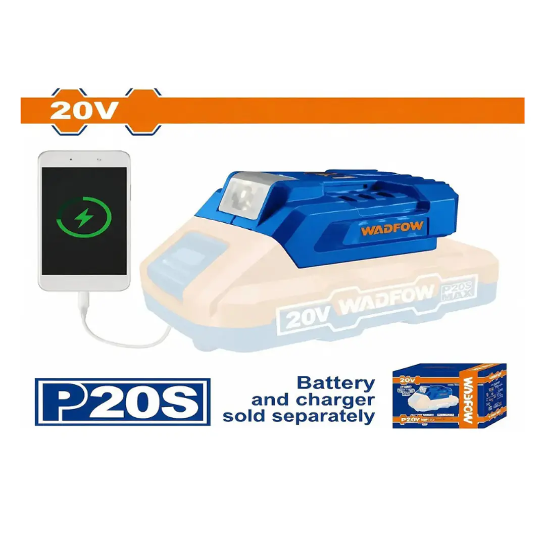 Cargador Bateria Usb 20v con Luz Led 20V Inalambrico Wadfow 1