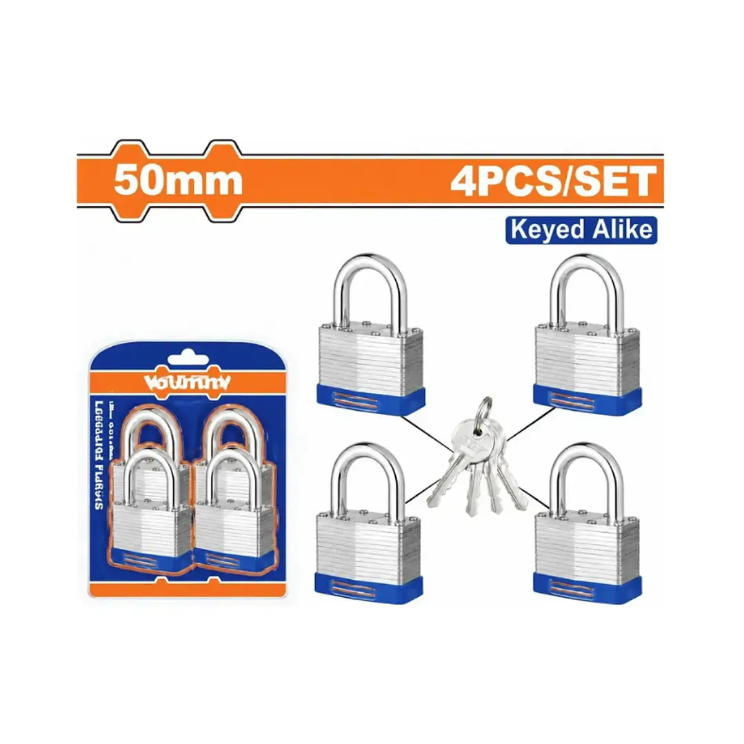 Pack 4 Candados  Misma Llave Para Oficina Local Bodega Wadfow  1