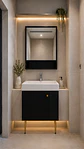 Vanitorio Negro 50 cm Con Botiquin y Espejo LED - Miniatura 1