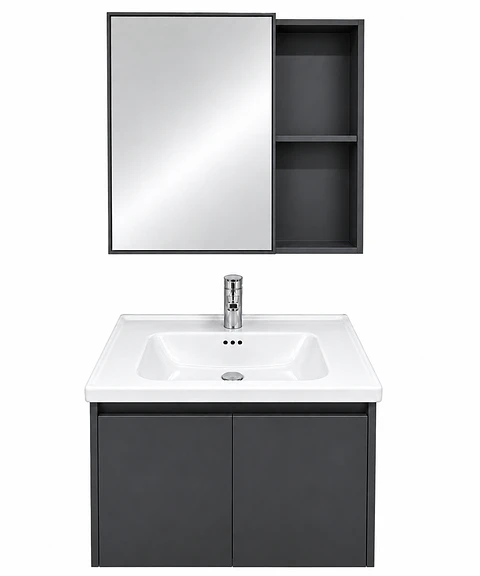 MUEBLE VANITORIO CON ESPEJO 60CM GRIS OSCURO ALM601 