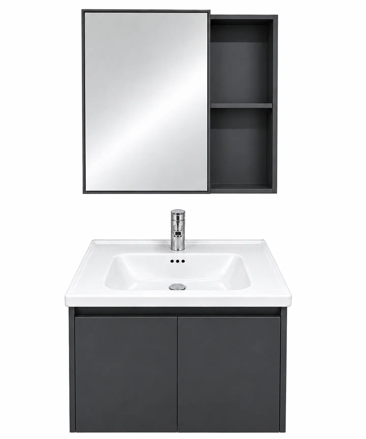 MUEBLE VANITORIO CON ESPEJO 60CM GRIS OSCURO ALM601  2