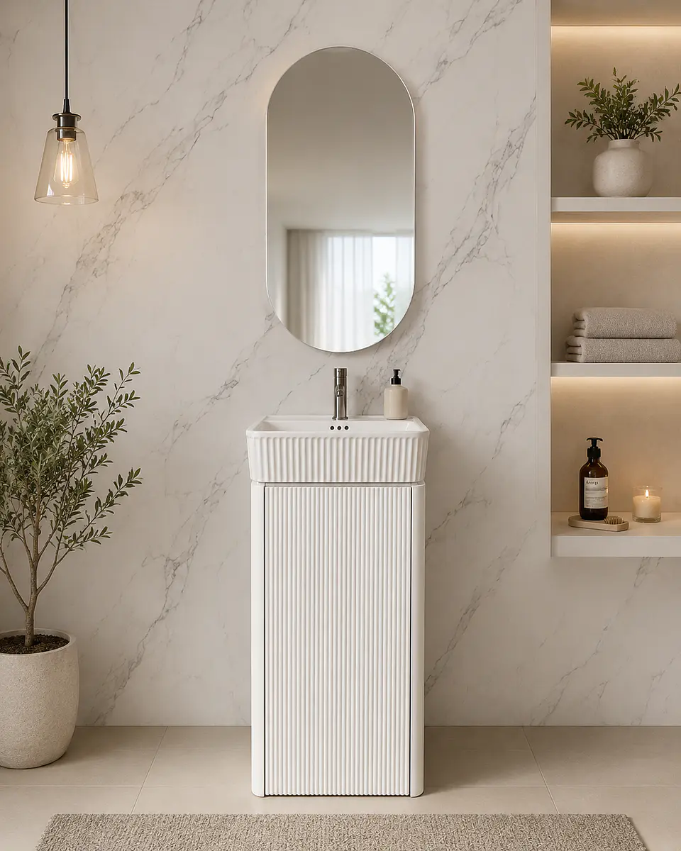 Mueble Vanitorio Blanco 40 cm con luz led JQ19-03 1