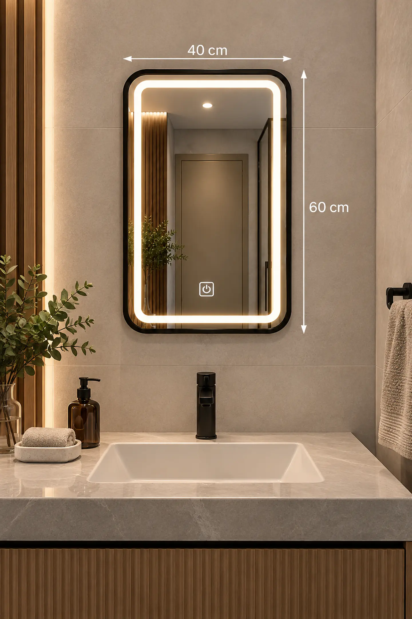 Espejo LED Rectangular L05 Color Negro 40x60 cm 2