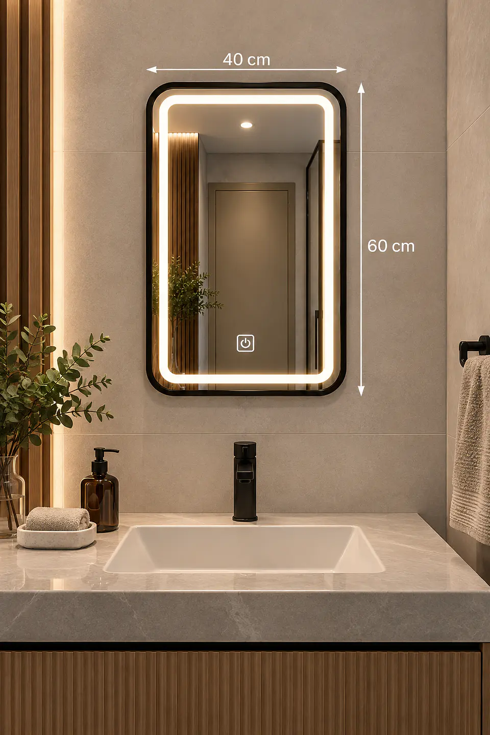 Espejo LED Rectangular L05 Color Negro 40x60 cm 2
