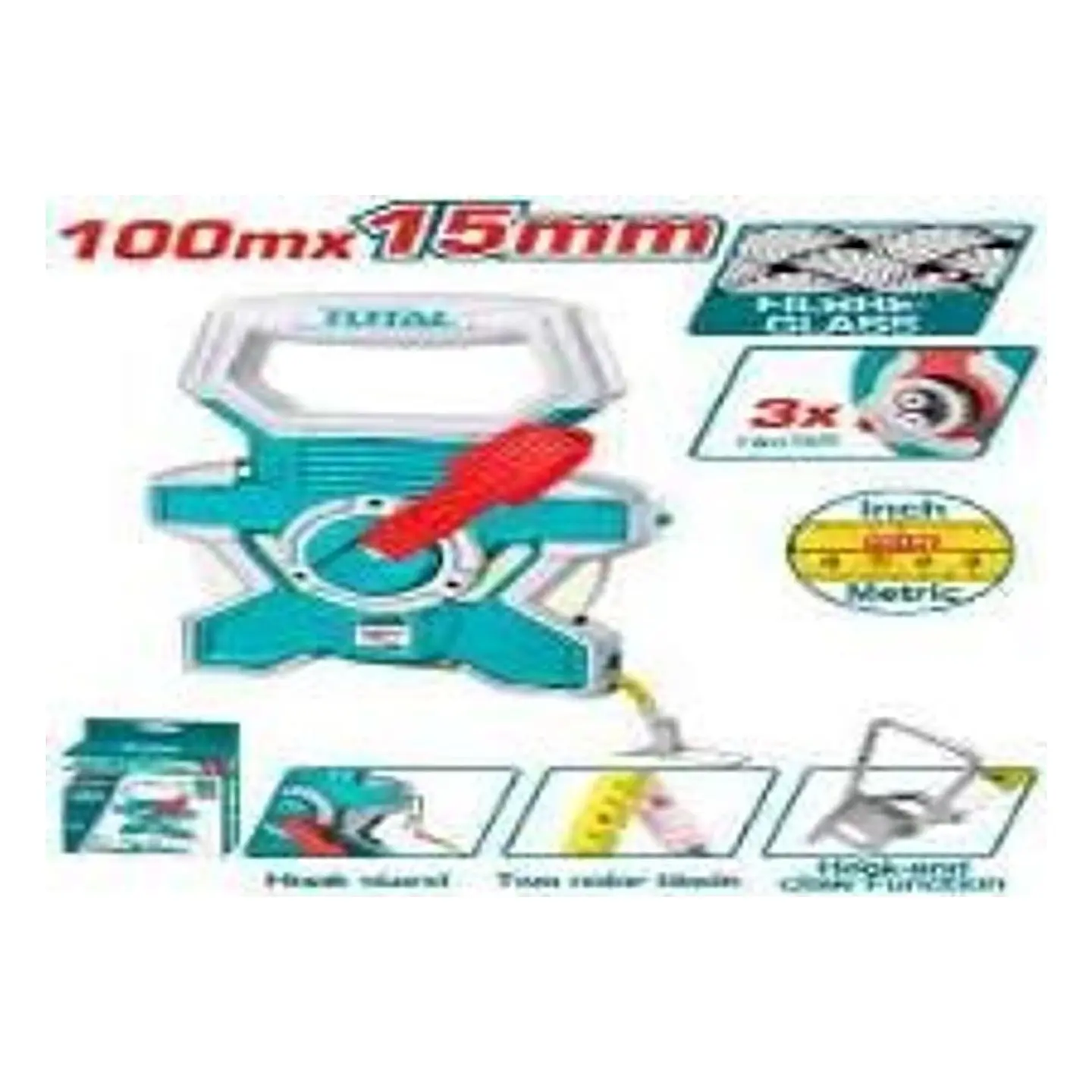 HUINCHA DE MEDIR FIBRA DE VIDRIO 100MTS TOTAL 1