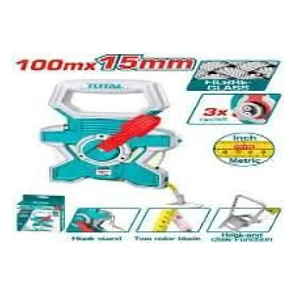 HUINCHA DE MEDIR FIBRA DE VIDRIO 100MTS TOTAL 1