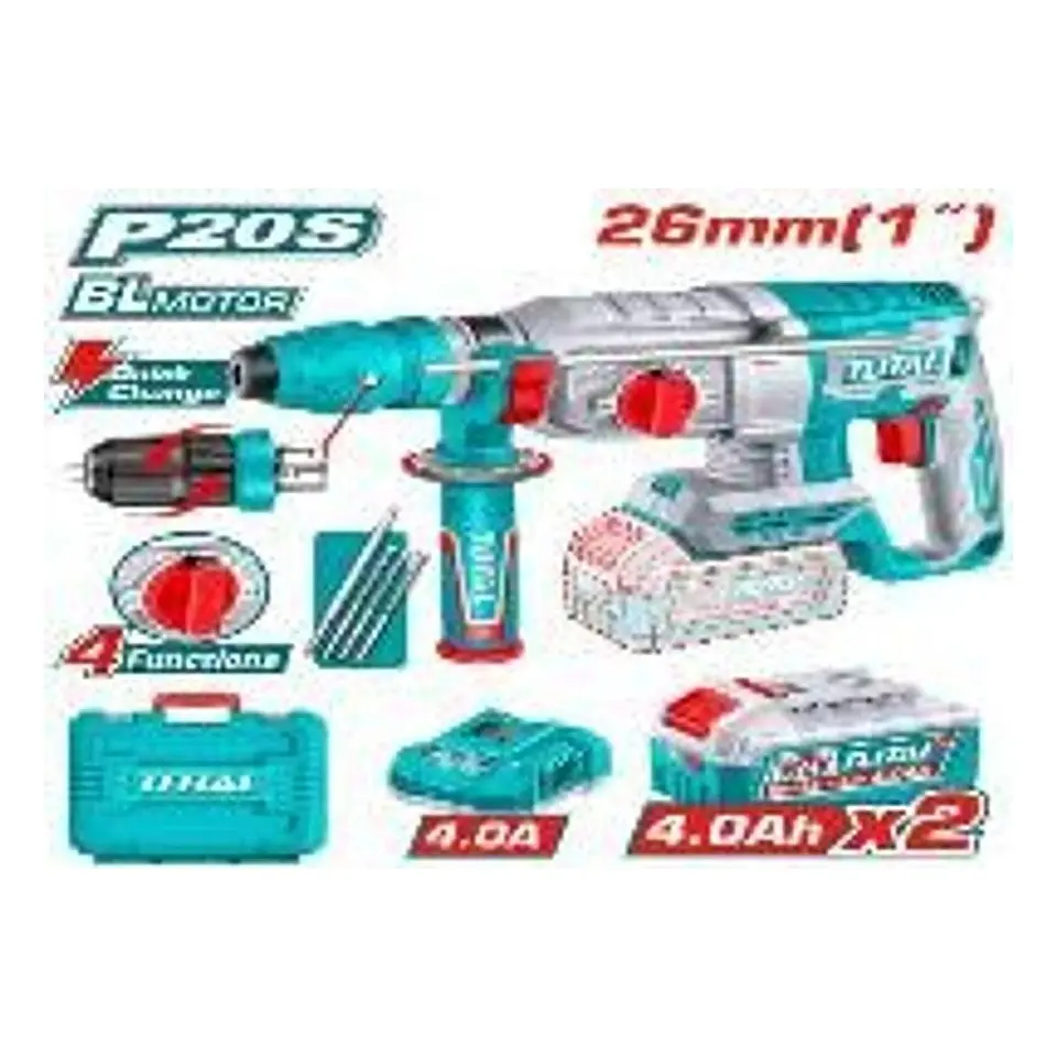 ROTOMARTILLO INALAMBRICO 20V 2.5J 26MM SDS PLUS TOTAL 1