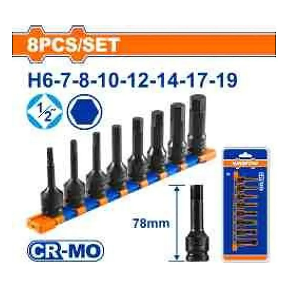 SET 8 DADOS LARGOS DE IMPACTO 1/2 CR-MO WADFOW 1