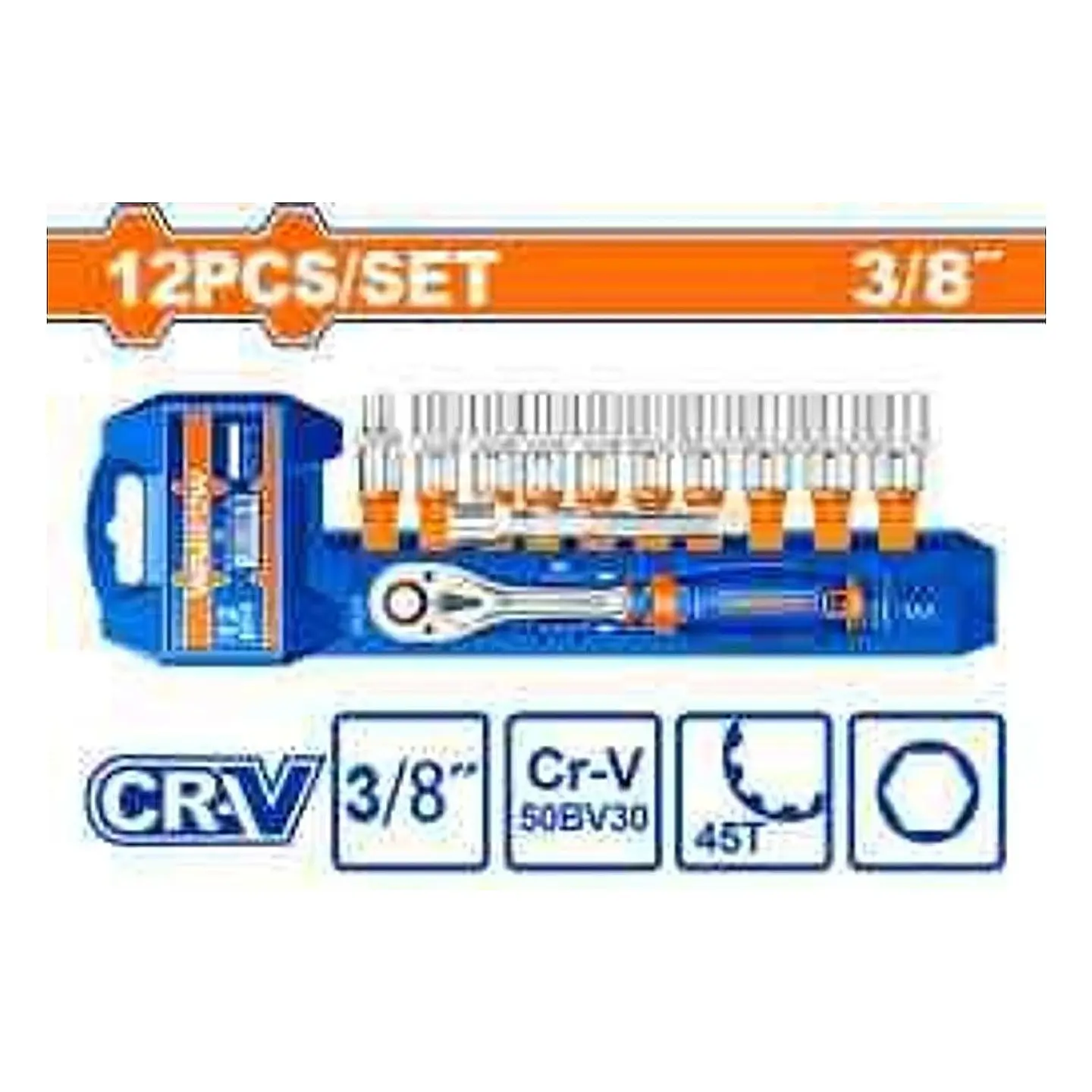 CAJA JUEGO DADOS Y CHICHARA 12 PCS 3/8 WADFOW 1