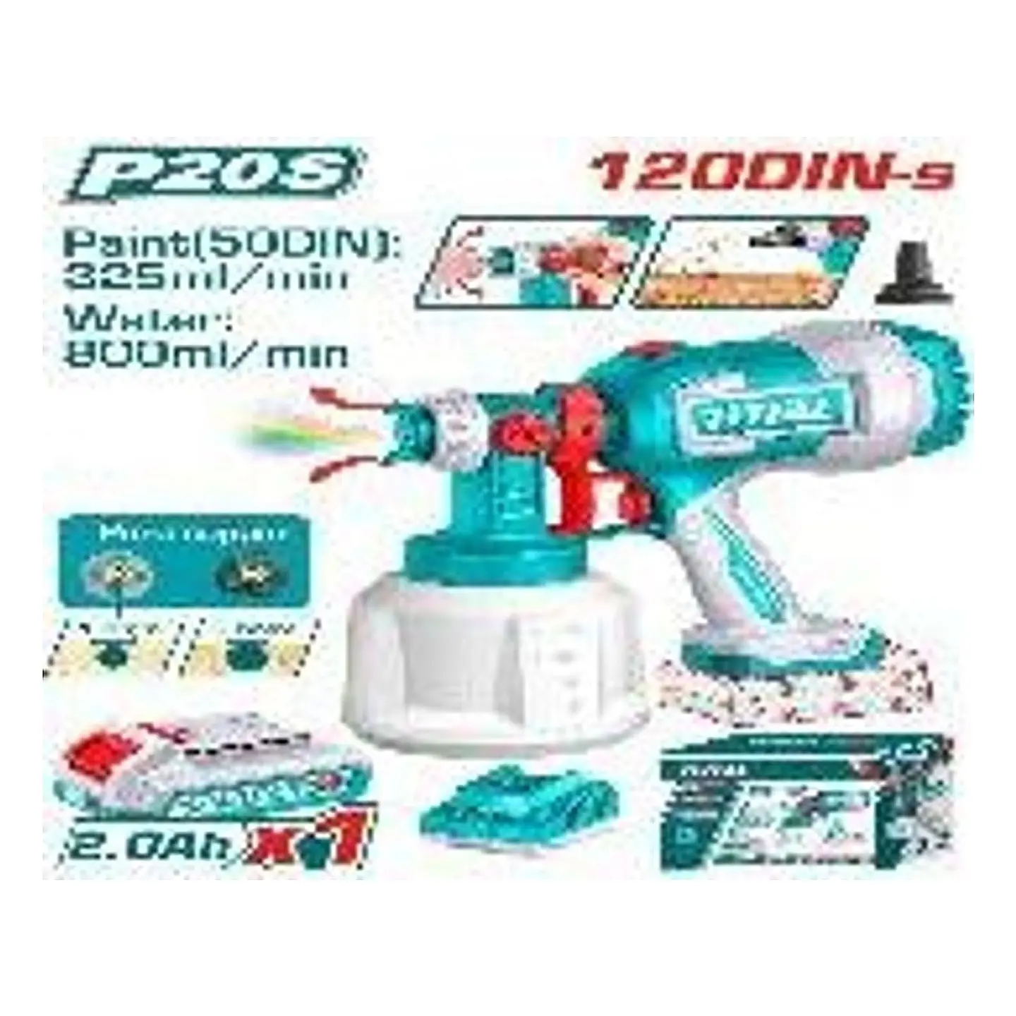 PISTOLA PINTAR INALAMBRICO 20V 800ML CON BAT + CAR 1