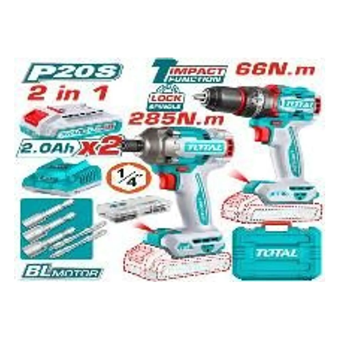 KIT TALADRO IMPACTO + LLAVE IMPACTO TOTAL 1