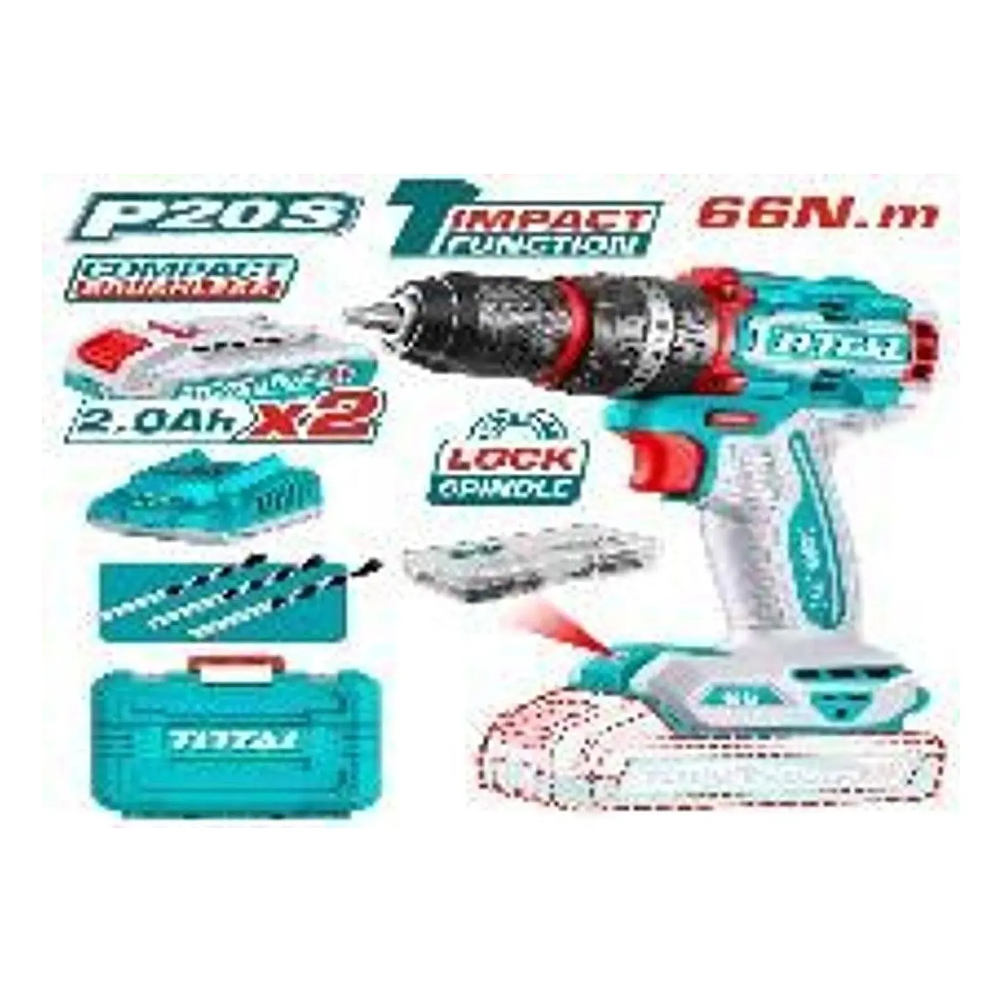 TALADRO INAL.DE IMPACTO 13MM 20V 66NM TOTAL 1