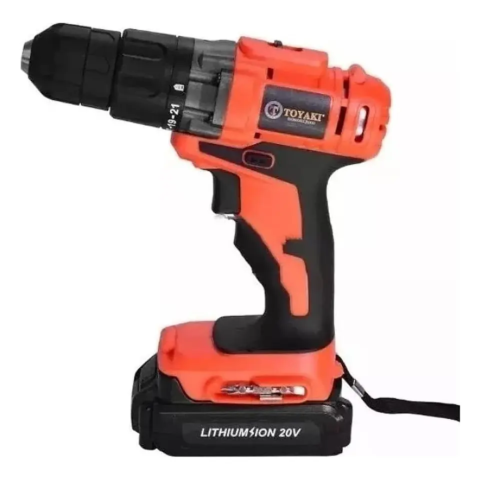 TALADRO INALAMBRICO 10MM 20V LITIO TOYAKI + 2 BAT + 1 CAR 1