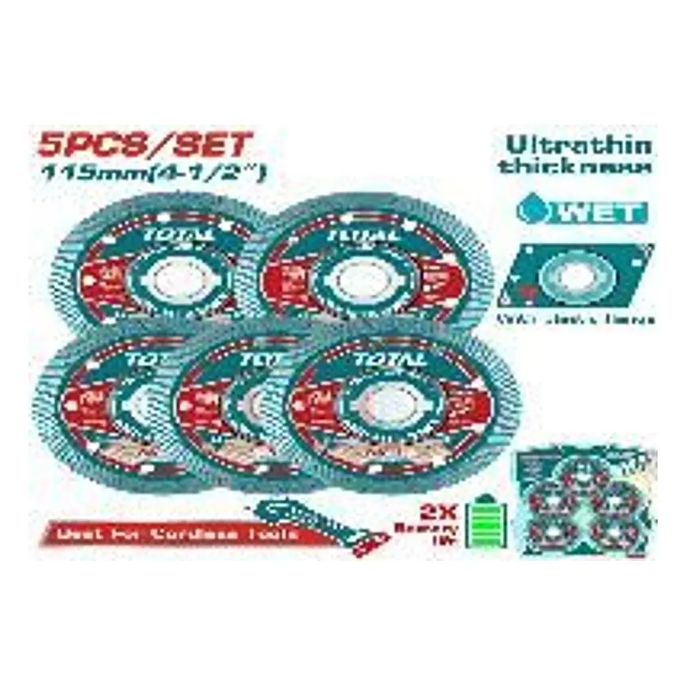 JGO DISCO DIAMANTADO POR 5PCS 115MM PARA ESMERIL INALAMBRICO 1