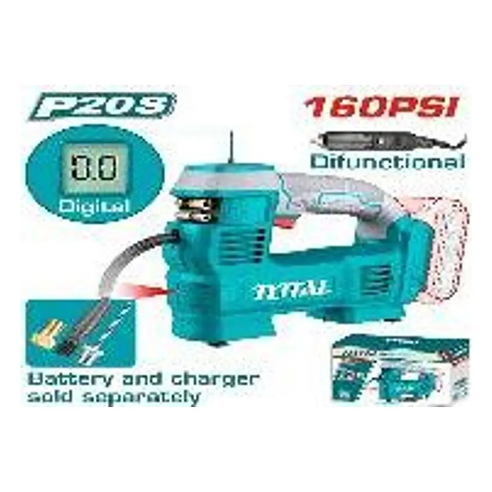 COMPRESOR AUTO INALÁMBRICO 20V 160PSI TOTAL SIN BATERIA SIN 1
