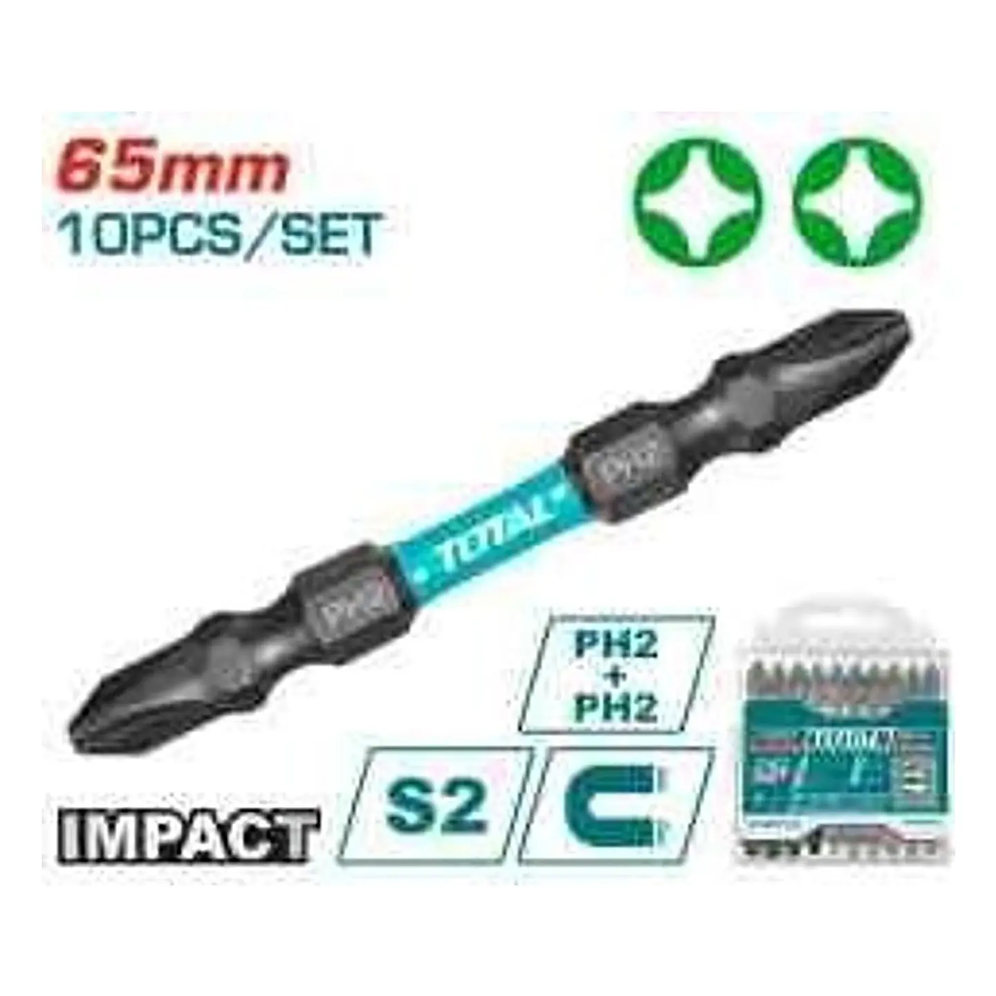 JGO PUNTAS MAGNET IMPACT 10PCS 65MM PH2+PH2 1