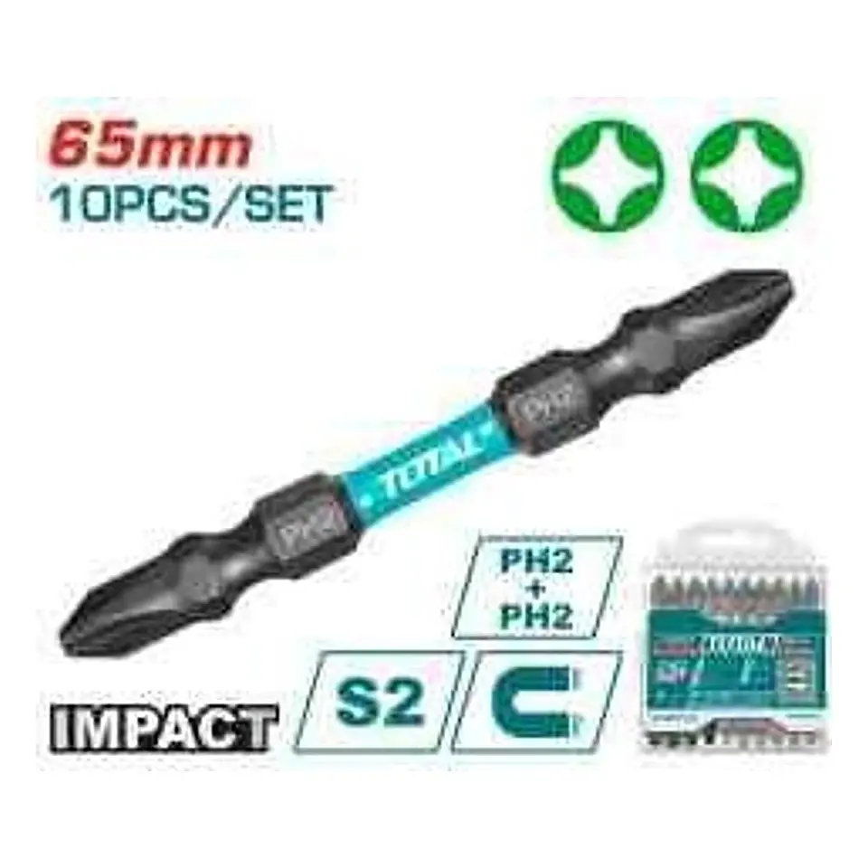 JGO PUNTAS MAGNET IMPACT 10PCS 65MM PH2+PH2 1