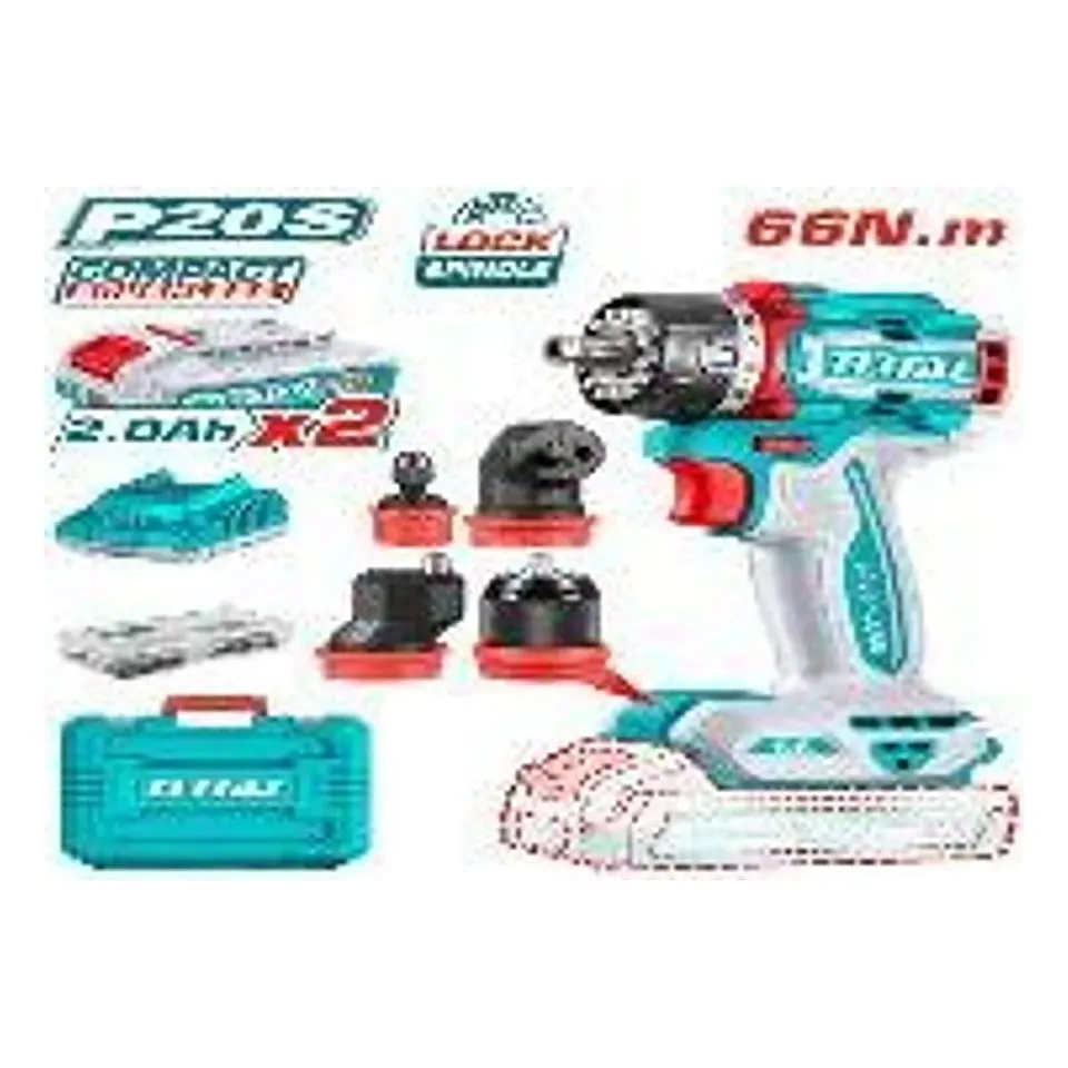 TALADRO INALAMBRICO MULTICABEZAL 66NM 20V TOTAL 1