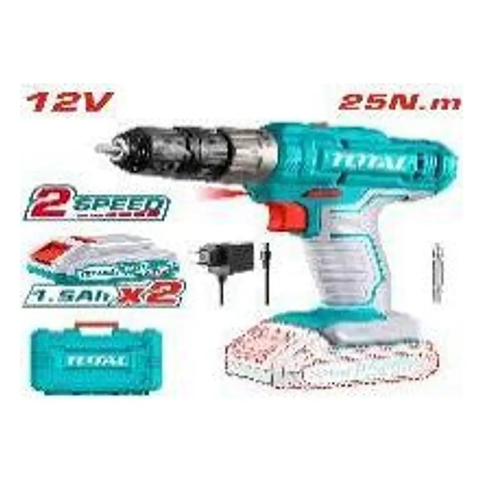 TALADRO INALAMBRICO LITIO-ION 10MM 12V CON BAT + CARG TOTAL 1
