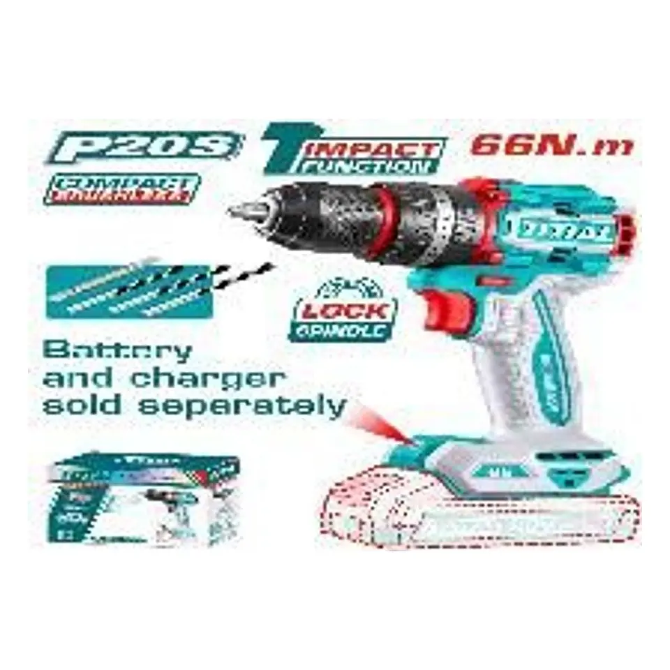 TALADRO INALAMBRICO LITIO-ION 10MM 20V 66NM  SIN BATERIA SIN 1
