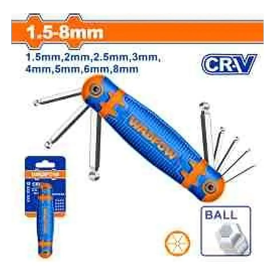 JUEGO 8 LLAVE HEX PUNTA REDONDA WADFOW 1
