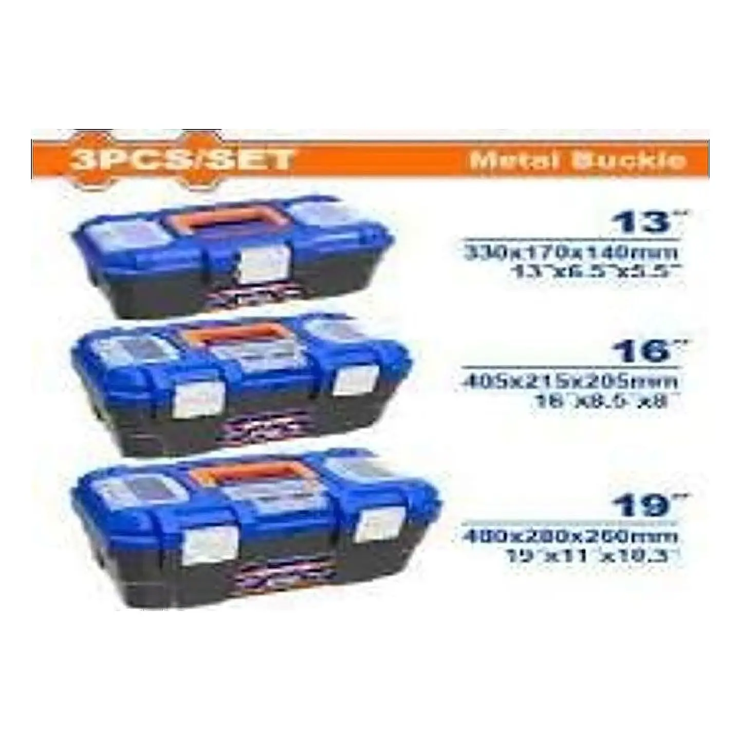JUEGO DE 3 CAJAS PLASTICAS HEBILLA METALICA WADFOW 1