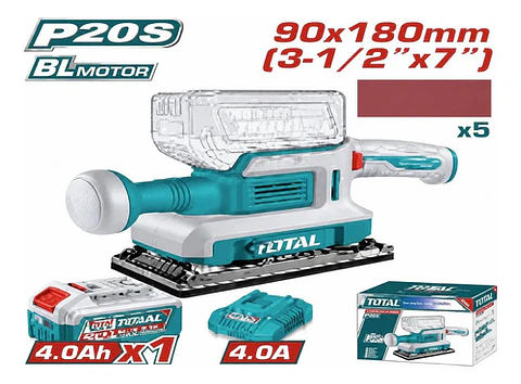 LIJADORA ORBITAL INALAMBRICO 20V 90X180MM TOTAL