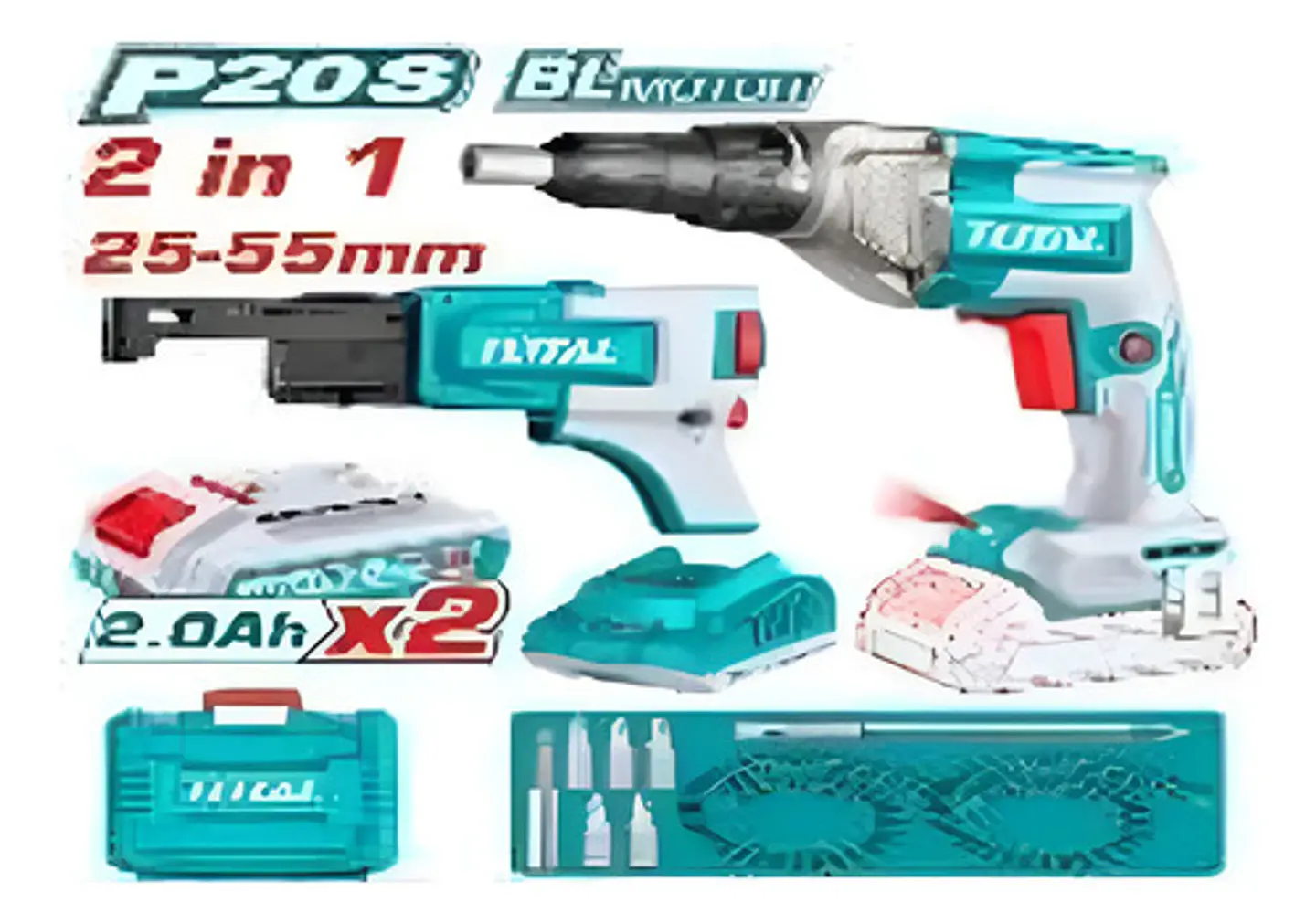 KIT ATORNILLADOR + CARGADOR DE TONILLOS DRYWALL INALAMBRICO 1