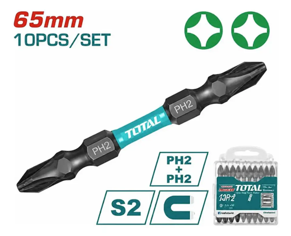 JGO PUNTAS MAGNET IMPACT 10PCS 65MM PH2+PH2 1
