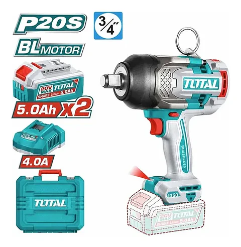 LLAVE DE IMPACTO INAL 3/4" 20V 1350NM CON 2BAT+CAR TOTAL