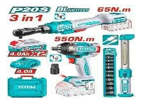 KIT LLAVE IMPACTO + CHICHARRA + LAMPARA 20V TOTAL