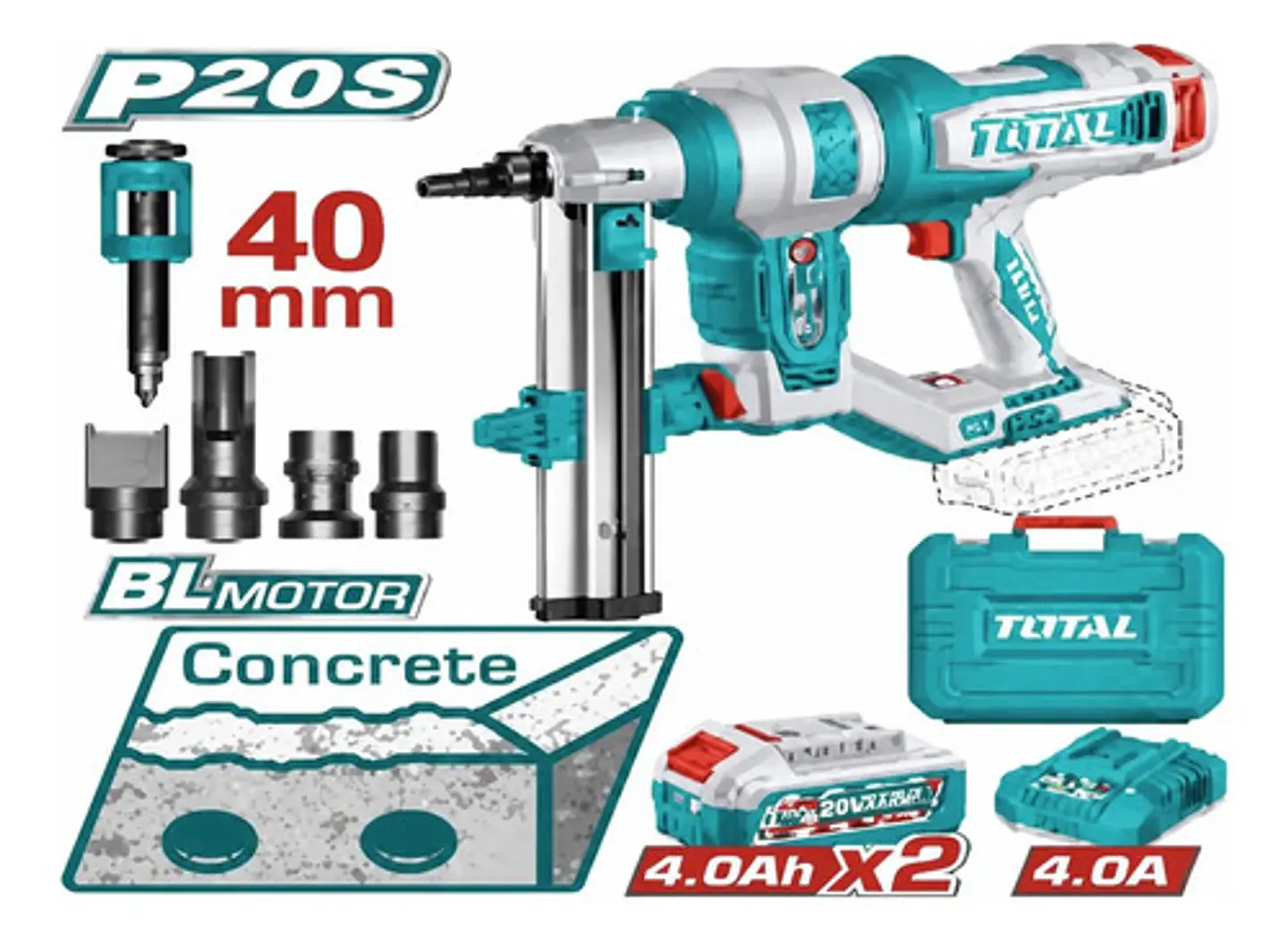 CLAVADORA DE CONCRETO 40MM TOTAL 1