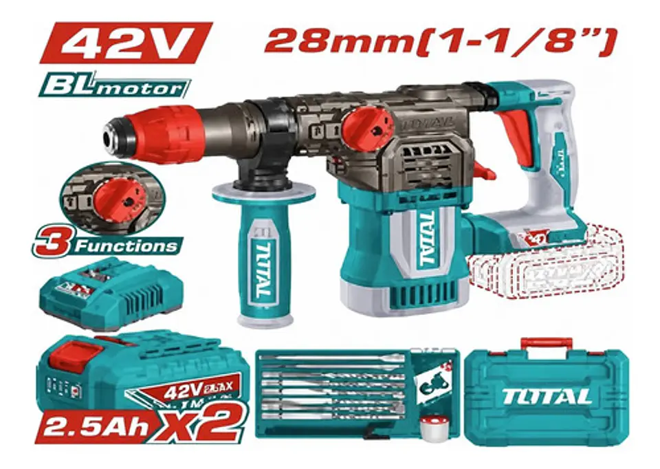 ROTOMARTILLO INALAMBRICO 42V 4.5J SDS PLUS TOTAL 1