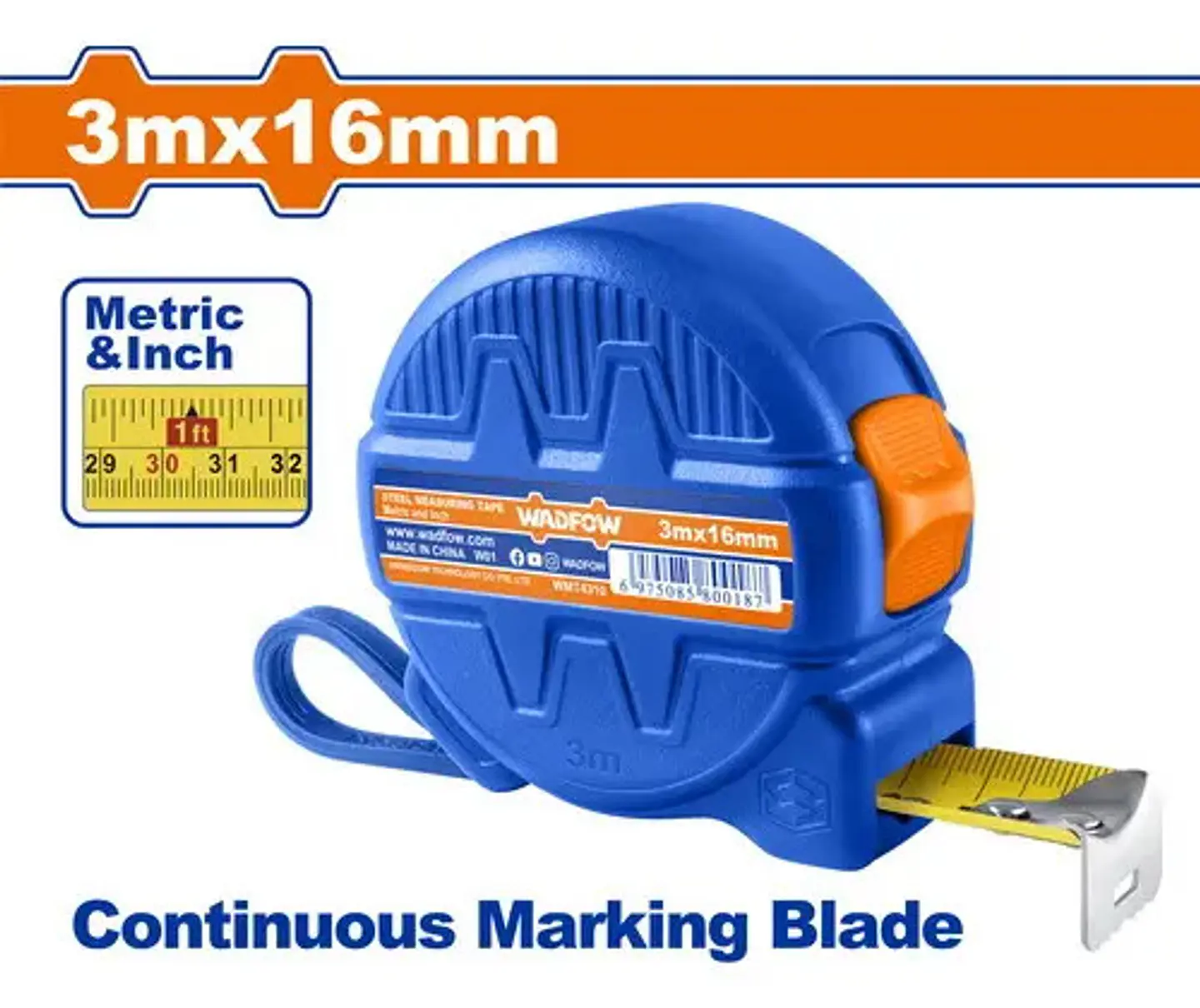 CINTA METRICA 3MT X 16MM  WADFOW 2