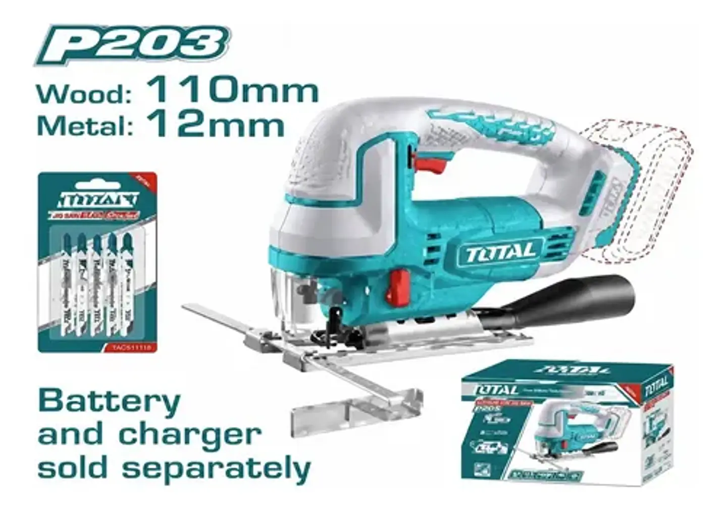 SIERRA CALADORA INALAMBRICO 20V 3000 RPM TOTAL SIN BATERIA S 1