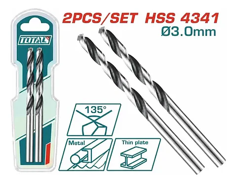 JGO BROCAS 2PCS P/ METAL 3.0MM HSS 4341 TOTAL