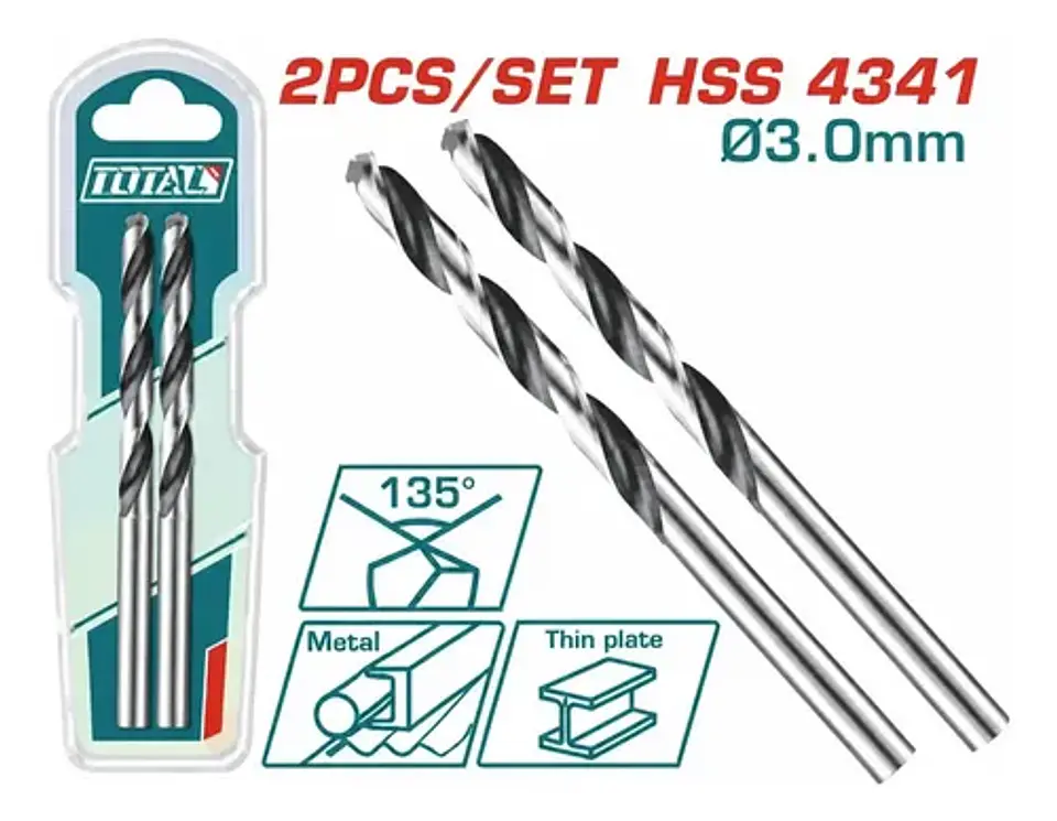 JGO BROCAS 2PCS P/ METAL 3.0MM HSS 4341 TOTAL 1