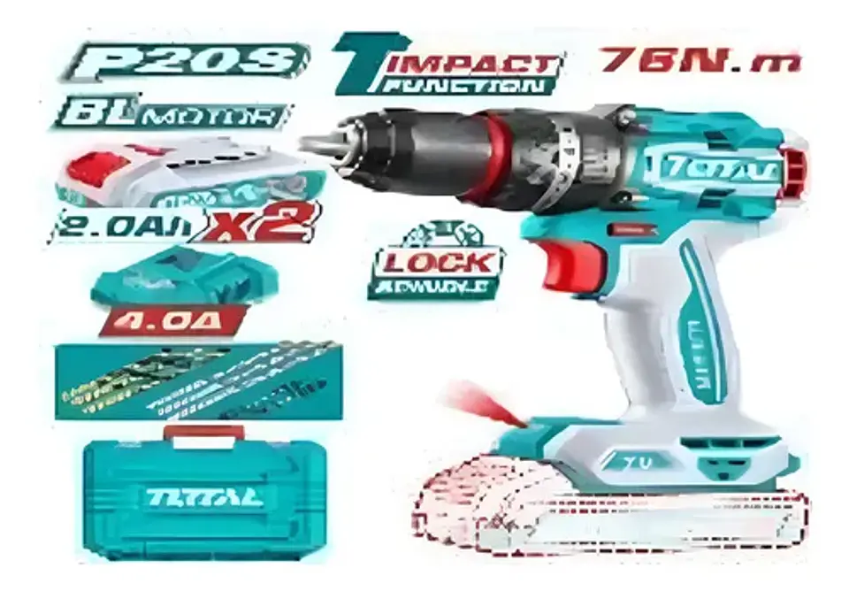 TALADRO INALAMBRICO DE IMPACTO 13MM 76NM  20V TOTAL 1