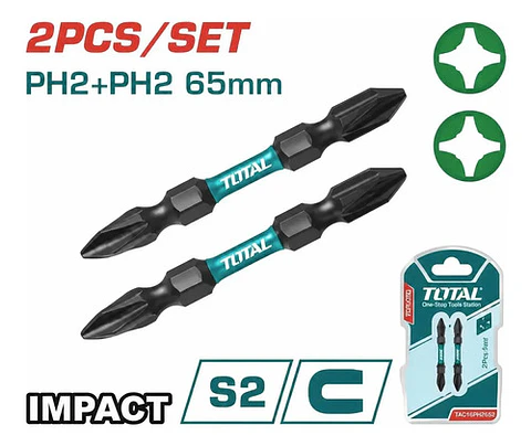 JGO PUNTAS DESTORNILLADOR 2PCS PH2+2 65M TOTAL