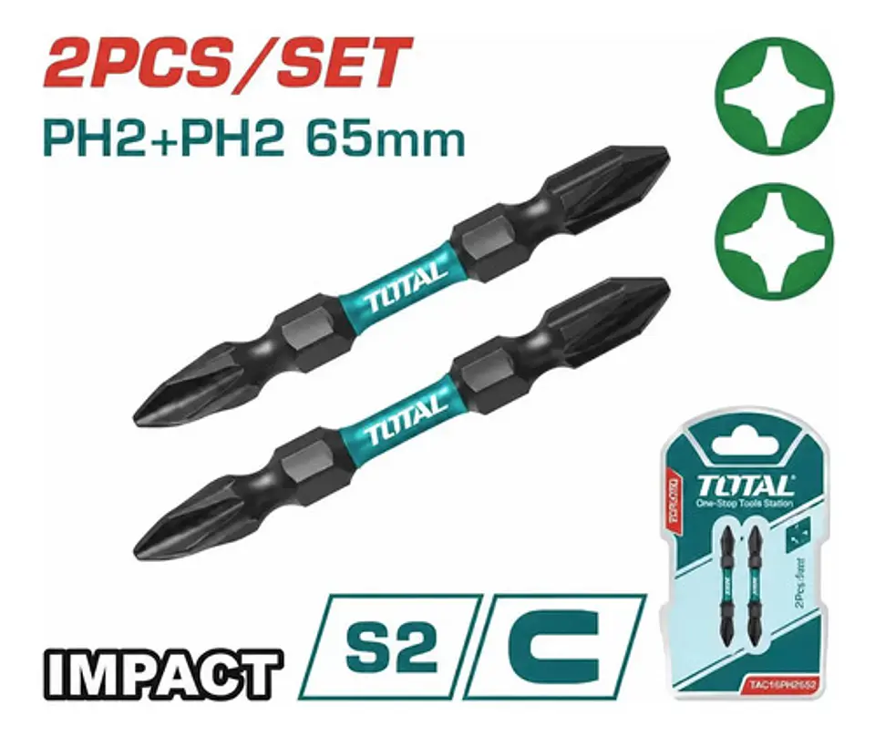 JGO PUNTAS DESTORNILLADOR 2PCS PH2+2 65M TOTAL 1